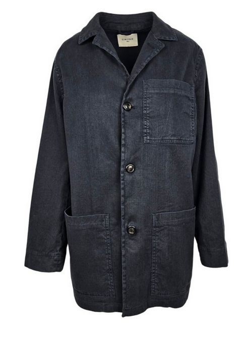 giacca donna modello sahariana in lino blu Circolo 1901 | FD3577447